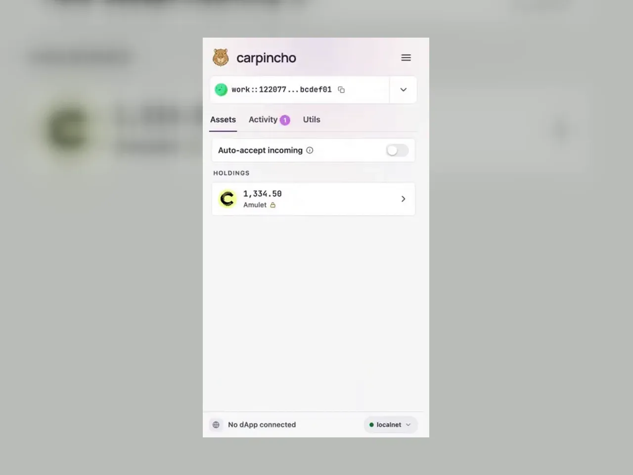 Carpincho wallet demo preview